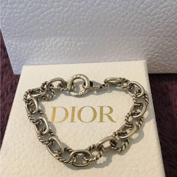 Christian Dior Beauty RARE 925 / Solid Sterling Link Etched Women’s Bracelet